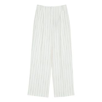 Twinset Wide Trousers, female, White, Size: XS Fluid Pinstripe Trousers