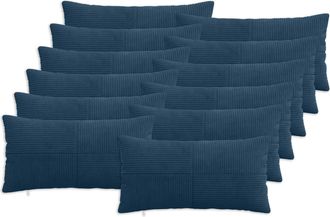 vidaXL Funda De Almohada 12 Pcs Almelo Azul Marino 40 X 80 Cm Pana Vidaxl