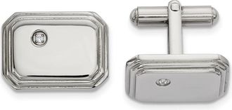 Diamond2Deal Stainless Steel Polished with Cubic Zirconia Cufflinks