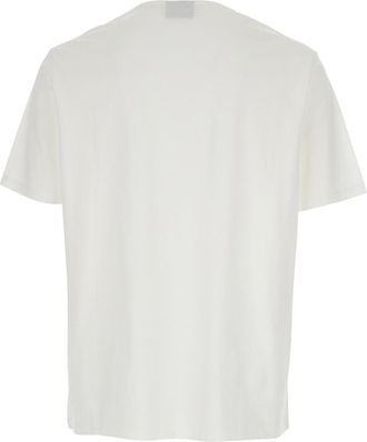 Emporio Armani Mens T-Shirt With Logo Embroidery, White Cotton T-Shirts And Polos