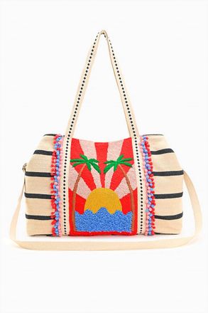 America & Beyond Womens Tropic Like Its Hot Tote Bag In Beige