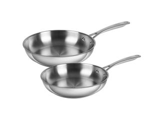 Kuhn Rikon Allround Stainless Steel Uncoated Induction Safe Frying Pan, Set of 2, 24cm & 28cm in Silver