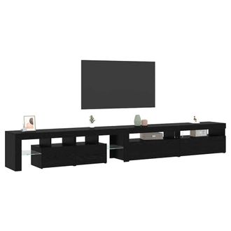 Berkfield Home TV Cabinets 3 pcs with LED Lights Black Oak Engineered Wood
