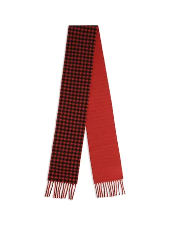 Ami Mens Ami De Coeur Checked Wool Scarf Rouge Rubis- Noir Merino Ovis Aries Rubis/ Scarfs