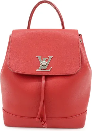 Louis Vuitton Lockme Leather Red Leather Backpack Bag (Pre-Owned)