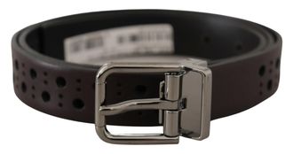 Dolce & Gabbana Mens Leather Belt Perforated Style - Dark Brown - Size 90 cm