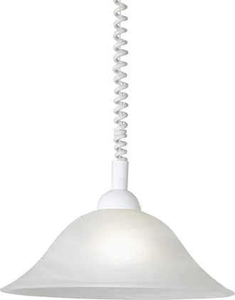 Eglo Lampada A Sospensione Albany, Lampada A Sospensione Con Cavo A Spirale, Regolabile In Altezza, In Vetro Alabastro, Plastica, Bianco, E27 - Eglo