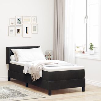vidaXL Box Spring Bed with Headboard Manual Black 200 x 80 cm Velvet vidaXL