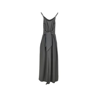 Emporio Armani Maxi Dresses, female, Gray, Size: 2XS V-neck Spaghetti Strap Maxi Dress