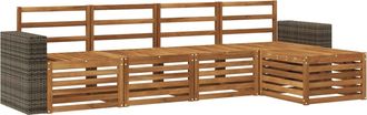 vidaXL Conjunto De Sof&aacute;s De Exterior 5 Uds. Natural Vidaxl