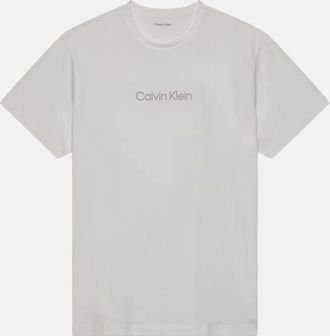 Calvin Klein Mens Gold Logo Embroidery T-Shirt, White - Grey - Size: 36