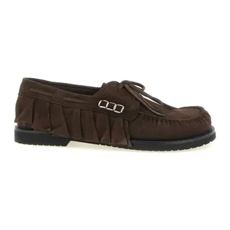 J.W.Anderson Loafer Ruffle Suede Boat Shoes - male - JW Anderson - Loafers - Brown - 11 UK - Shoes