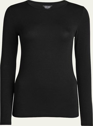 Majestic Filatures Soft Touch Flat-Edge Long-Sleeve Crewneck Top