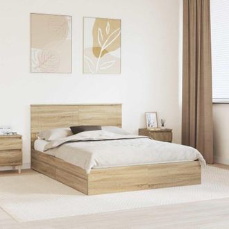vidaXL vidaXL Letto con Contenitore con testiera Rovere Sonoma 160 x 200 cm