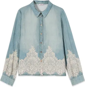 Oltre Dames, Blouses & Shirts, Blauw, Maat: XL Denim