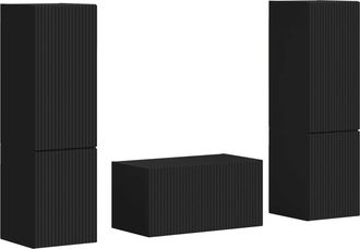 vidaXL Conjunto De Mueble De Tv 5 Uds. Negro Madera De Ingenier&iacute;a Vidaxl