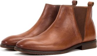 Generic Mens Chelsea Ankle Boots Leather V-shape Elastic Sided Square Heel Slip On Waterproof Non Wearable Work Fashion Slip On(Brown,6.5 UK)