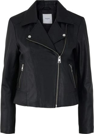 Pieces Leren jassen - Dames - Leren en Su&egrave;de Jassen - Zwart - M - Leer - Jassen