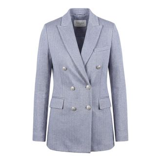 Circolo 1901 Blazers, female, Blue, Size: 3XL Double-breasted Herringbone Jacket