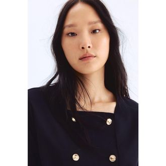H&M Double-breasted Cardigan in Navy Blue at Nordstrom, Size X-Small