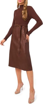 Ted Baker Mixed Media Long Sleeve Dress in Brownie at Nordstrom, Size Medium