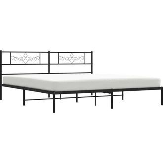 vidaXL Estructura Cama Sin Colch&oacute;n Con Cabecero Metal Negro 180x200 Cm Vidaxl