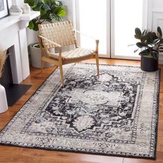 Safavieh Brentwood Machine Made Area Rug, Black / Grey Traditional Style Easy Care