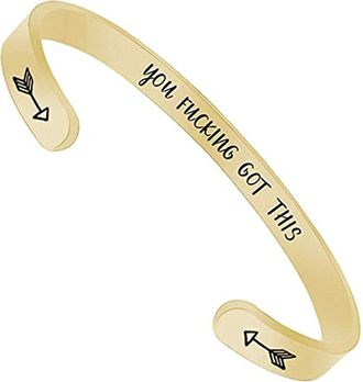 Generic Cuff Bracelet for Women Who The Fuck You Have, Inspirational Bracelets for Women Gift Engraved Cuff Bracelet Birthday Jewelry Multicoloured