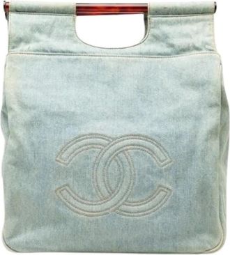 Chanel Pre-owned Denim Tote Bag - Dames - Vintage Shopper - Blauw - ONE Size - Denim - Vintage