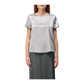 Emporio Armani T-Shirts, female, Gray, L, Silk Blouse Short Sleeves