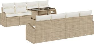 vidaXL Garden Sofa Set with Cushion 7 pcs Beige Poly rattan Vidaxl
