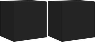vidaXL Vidaxl - tv Wall Cabinets with led Lights 2 pcs Black 40.5x35x40 cm