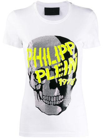 Philipp Plein Skull embellished short sleeve T-shirt - women - Cotton - L - White