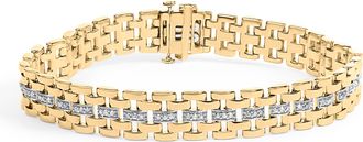 House of Brilliance Mens 14K Yellow Gold Plated.925 Sterling Silver 1.0 Cttw Diamond Geometric Link Bracelet