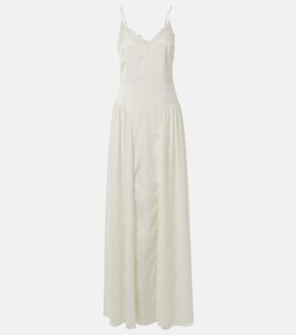 Rotate Bridal lace-trimmed satin maxi dress
