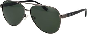 Replay Gray Metal Sunglasses