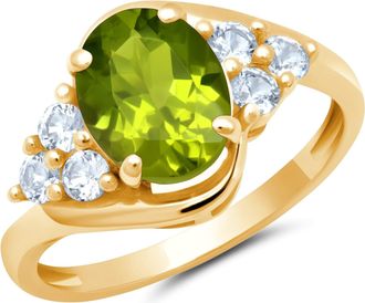 MAX + STONE 10k Yellow or White Gold Oval Cut Gemstone Sunburst Halo Ring