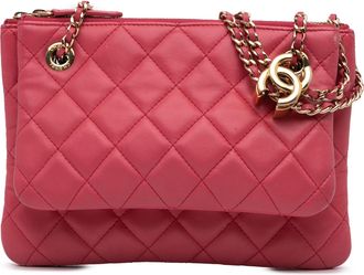 Chanel Pre-owned Womens Quilted Shoulder Bag - Poppy Leather - One Size