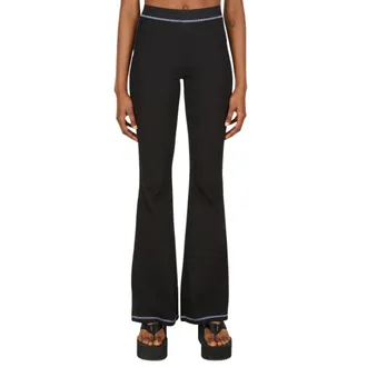 Alexander McQueen Alexander McQueen, Wide Trousers, female, Black, Size: XS Logo Patch Track Leggings