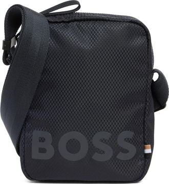 BOSS Logo Ripstop Recycled Polyester Crossbody Bag in Navy White Logo at Nordstrom Rack