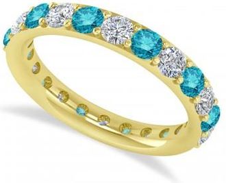 Allurez Blue & White Diamond Eternity Wedding Band 14k Yellow Gold (2.00ct)