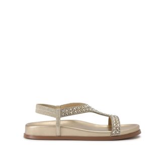Kurt Geiger Womens Rowe Sandals - Gold Fabric - Size UK 8