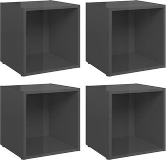 vidaXL Vidaxl - Muebles Tv 4 Uds Madera Contrachapada Gris Brillo 37x35x37 Cm