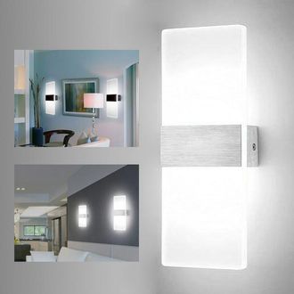 OEM Aplique De Pared Led Moderno Para Interiores, Acr&iacute;lico Y Aluminio, Iluminaci&oacute;n Ascendente/descendente, L&aacute;mpara Cuadrada Decorativa, Blanco, 12 W