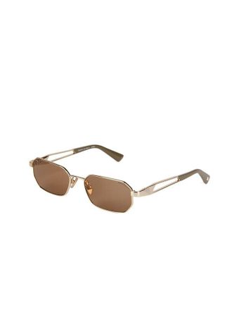 Ana Hickmann HI3248 Metal Rectangle Sunglasses - Gold