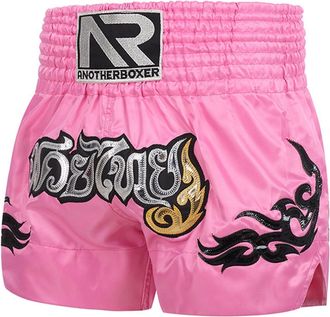 Generic Muay Thai Shorts Women Workout Running Training Fitness Sports Elastic Waist Breathable Metallic Satin Boxing Shorts Boxer Boxing Trunks Pink