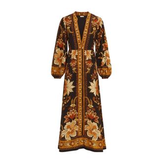 Farm Rio Maxi Jurk Majestic Garden - Dames - Maxi kleedjes - Zwart - S - Kleedjes