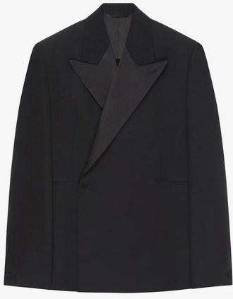 Givenchy MenS Black Oversized Jacket With Satin Lapel, Size 36
