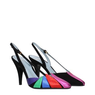 Valentino Garavani Womens Rainbow-Paneled Leather Pump Black
