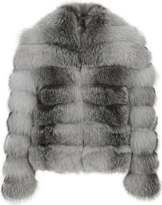 Wanan Luxury Giacca Ghiaccio Silver Fox in Pelliccia di Volpe-Donna -Grigio Naturale